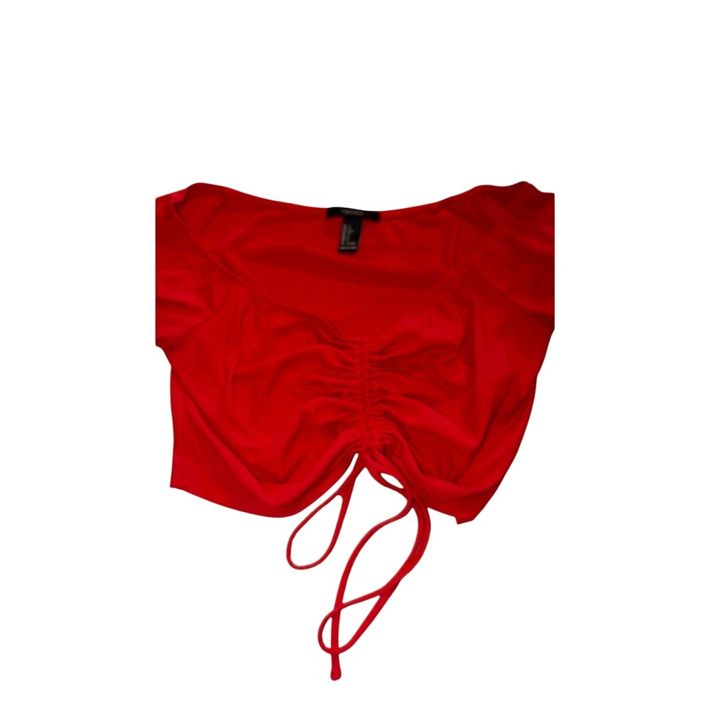 F21 size L red ruched cropped top‎